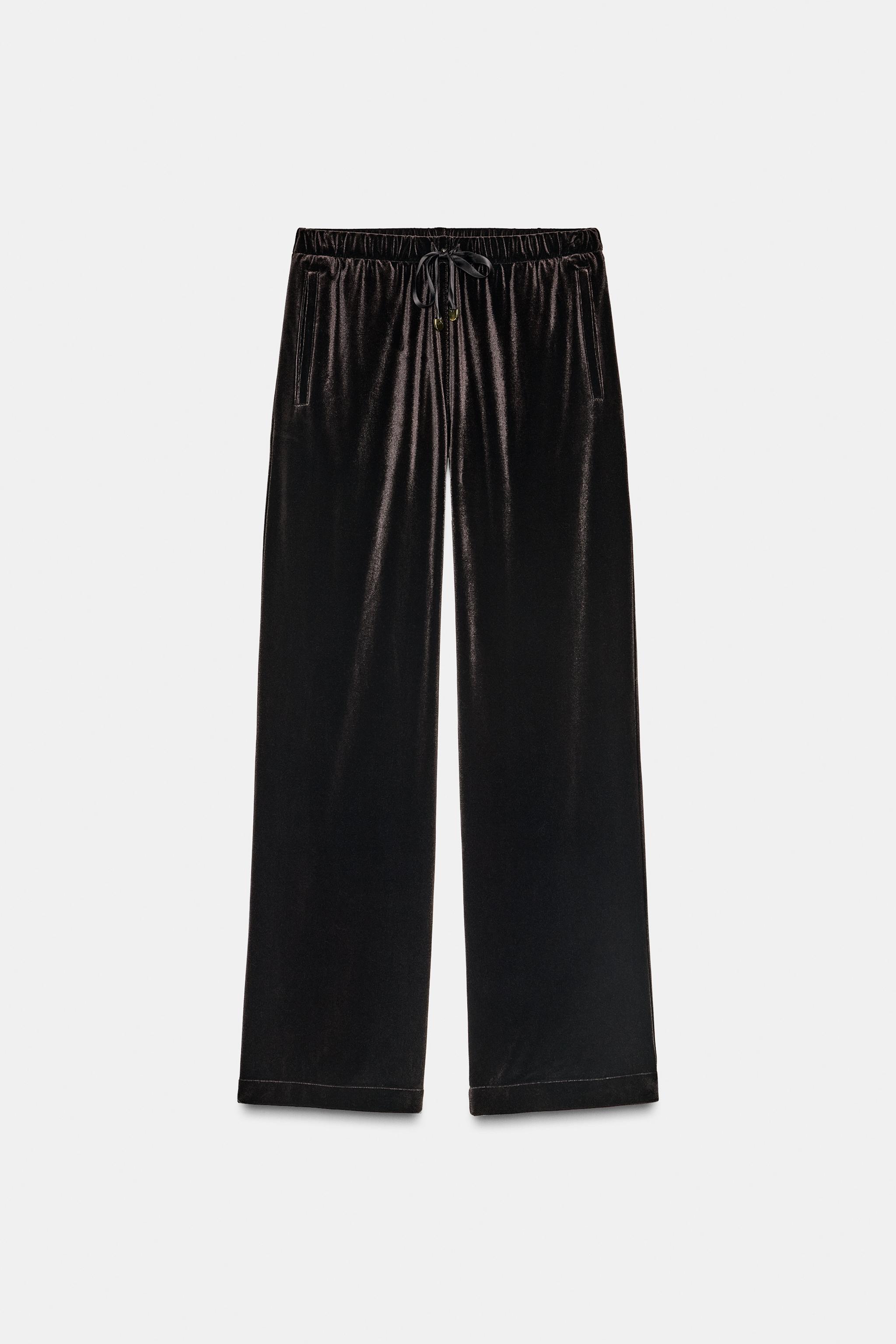 WIDE LEG VELVET PANTS
